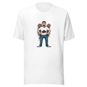 Angry Man With Poop On Shirt And Babies Clinging Cartoon
