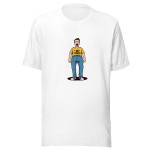 Shocked Man Yellow Tee Red Sneakers