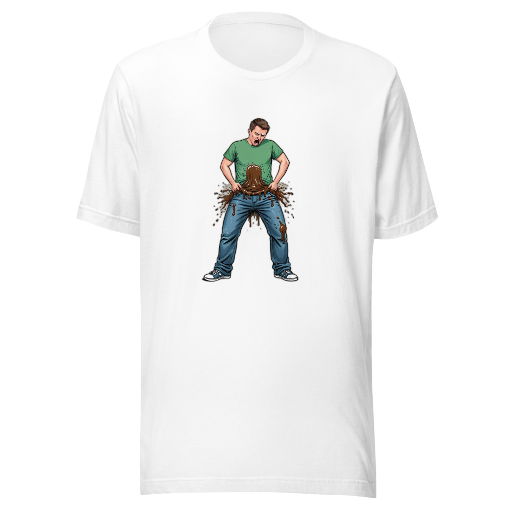 Man In Green Shirt Poop Flow Out Of Jeans