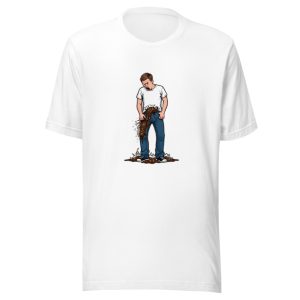 Man In White Shirt Poop Pouring Out Of Jeans