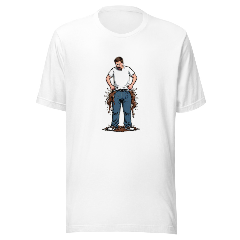 Man With Poop Flowing Out Of Jeans Cartoon