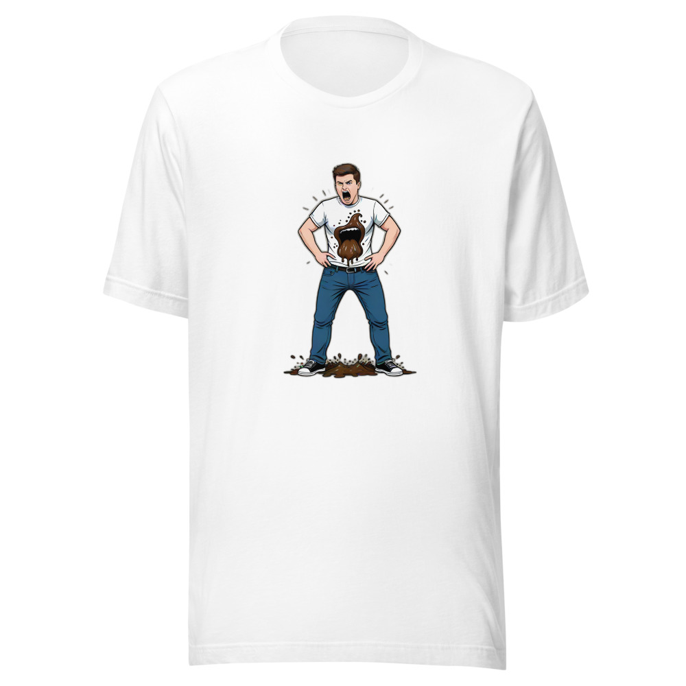 Man With Screaming Poop Shirt And Poop Flowing From Pants
