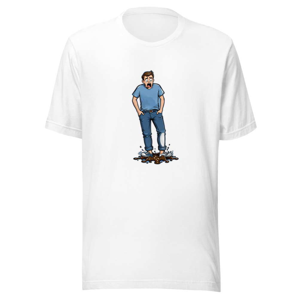 Poop Puddle Stepping Man Cartoon