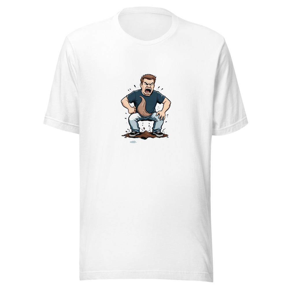 Angry Man Pooping Swirl Intestine Cartoon
