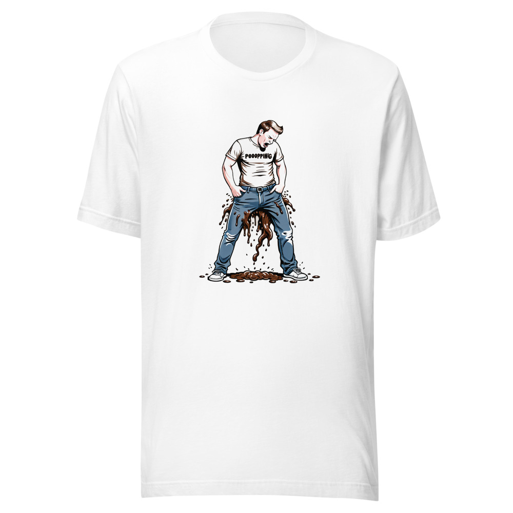 Man Pulling Jeans Pooopping Shirt Poop Flow Cartoon