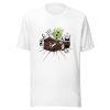 Biohazard Brown Briefs printed on a white t-shirt