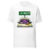 47 Miles to the Next Toilet printed on a white t-shirt