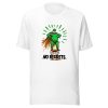 No Regrets Toilet Superhero printed on a white t-shirt